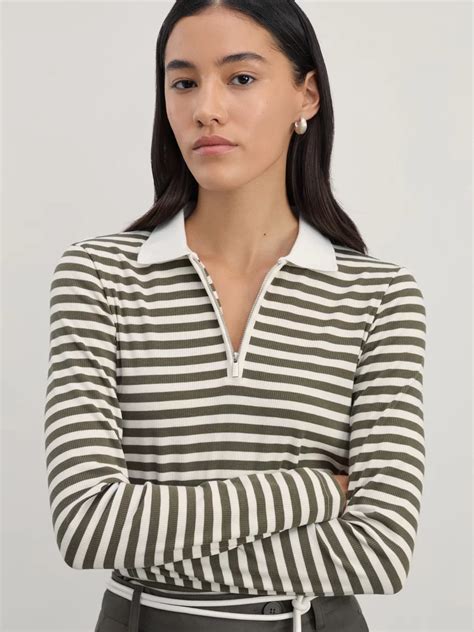 Лонгслив в полоску с молнией из вискозы 4328548448-220 - купить в ...