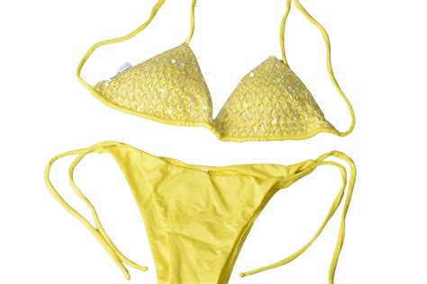 Costume Bikini Con Paillettes Delfina Belle Elegante Spedizioni Veloci Disco D Oro