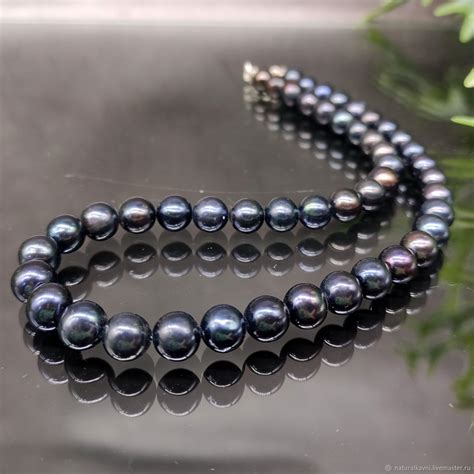 Бусы женские из натурального природного черного жемчуга купить в ...