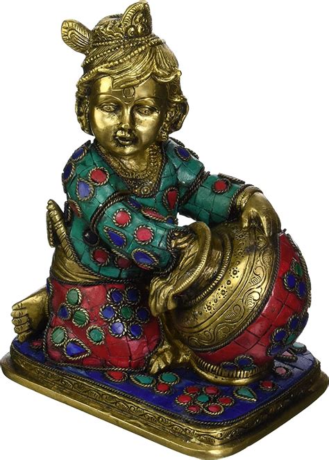 Amazon Craftvatika Hand Carved Baby Krishna Brass Sculpture Butter