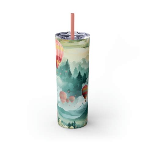 Hot Air Balloon Skinny Tumbler With Straw Oz Etsy