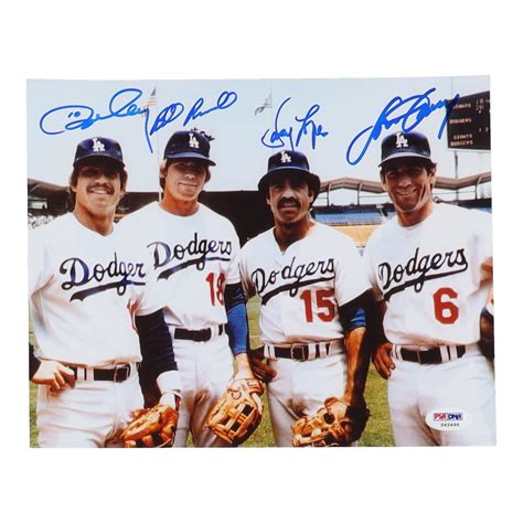 Dodgers Infielders 8x10 Photo Signed By 4 With Davey Lopes Ron Cey