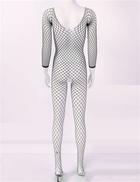 Women S Bodystocking Hollow Fishnet Lingerie Bodysuit Long Sleeves Body Stocking Ebay