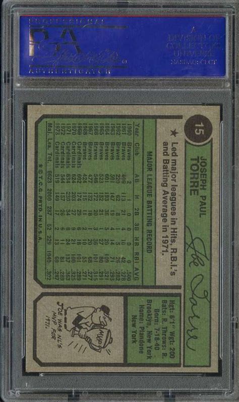 Topps Joe Torre Psa Cardinals Hof B Ebay