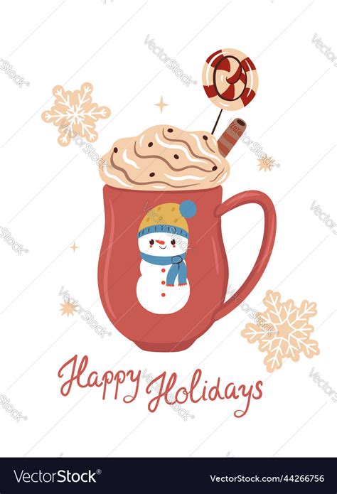 Postcard With Winter Holiday Hot Drink Royalty Free Vector