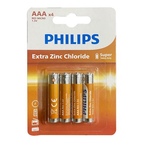 Pack Of 4pcs Philips R6l4f 70 Extra Zinc Chloride Batteries 15v Orange