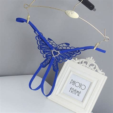 Lingerie Sexy Femme Dentelle String Ouvert Culotte G Pants Lingerie Pyjamas Bleu Bleu