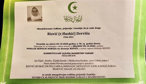 Na Bolji svijet je preselila Derviša Rizvić iz Rizvića