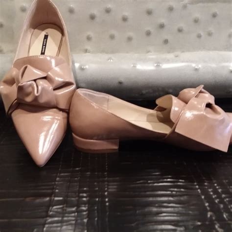 Zara Shoes Zara Blush Nude Colored Flats With Bow Detail Poshmark