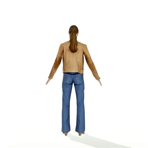 D Model Brunette Woman In Casual Clothes VR AR Low Poly Rigged CGTrader