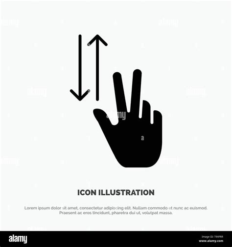 Finger Gestures Two Up Down Solid Glyph Icon Vector Stock Vector