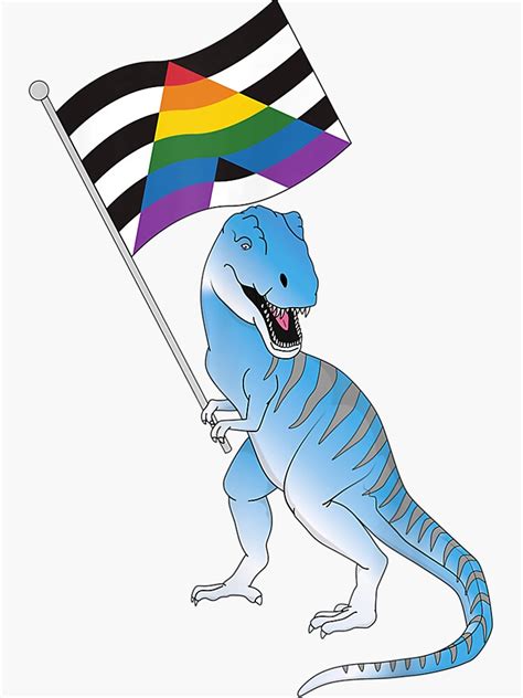 Pegatina Bandera De Aliado Recto Dinosaurio Trex Orgullo Gay Lgbtqia Nonbinary De Tolivia