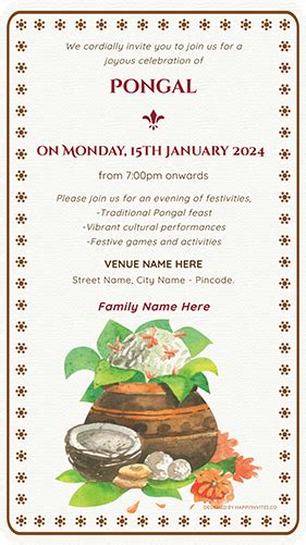 Pongal Invitation Card Design Ideas