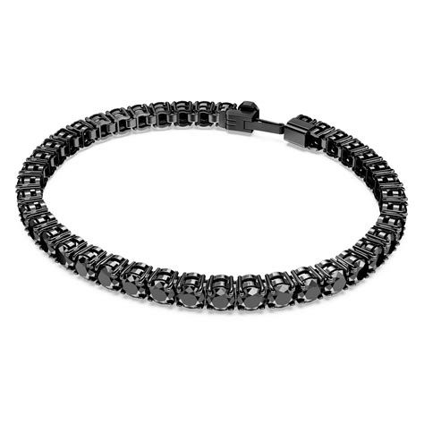 Matrix Tennis Bracelet Round Cut Black Ruthenium Plated Swarovski