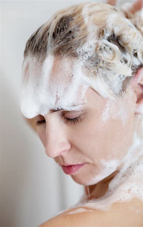 Beautiful Naked Woman Washing Her Hair While Taking Shower Stock Image Image Of Naked Wash