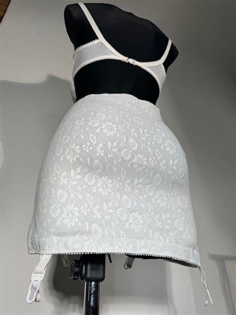 Dollish White Vintage Lingerie Set With A Delicate Bralette And A Girdle With Suspenders And A