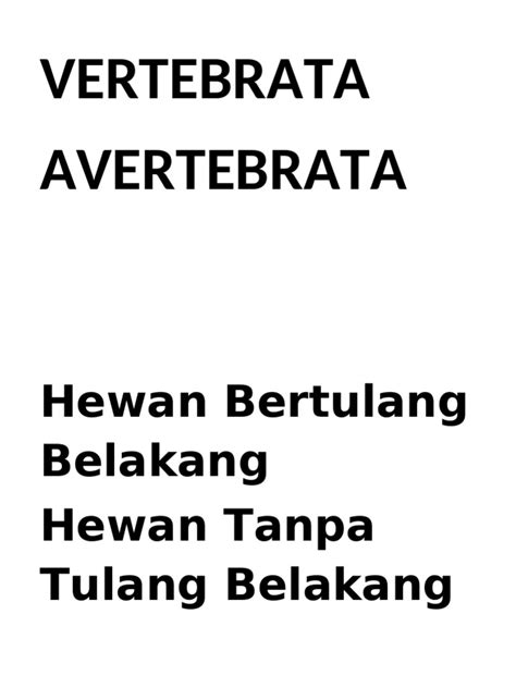 Hewan Vertebrata Dan Avertebrata Pdf