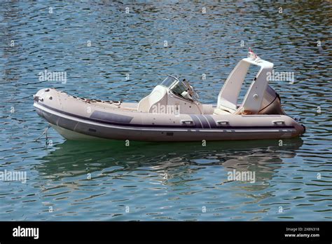 Modern Grey Inflatable Robust Durable Flatbeat Fiberglass Dinghy Boat