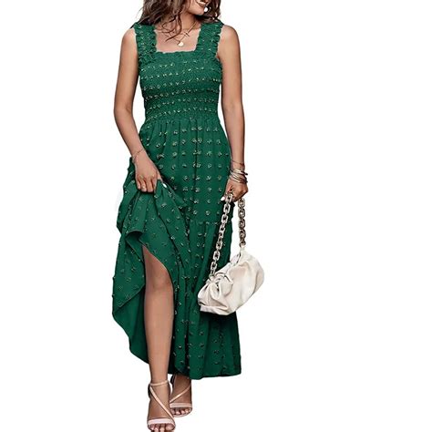 Vestido Largo Bohemio Sin Mangas Con Estampado De Lunares Para Mujer