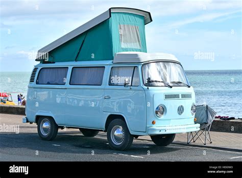 Vw Volkswagen Rv Motorhome Camper Van Raised Roof Parked Shanklin