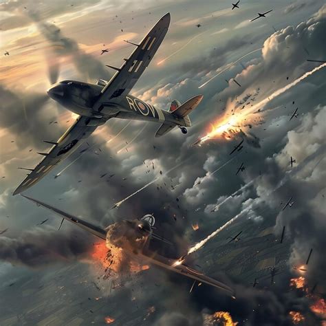 Premium Photo Epic Air Battle Messerschmitt Vs Spitfire In 1978
