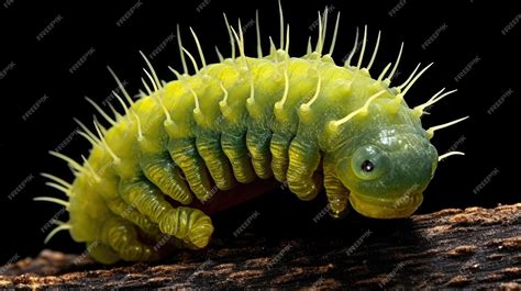 Premium AI Image | a green caterpillar with spikes