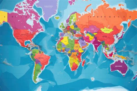 Highly Detailed Political Map Of The World With Country Borders Roads