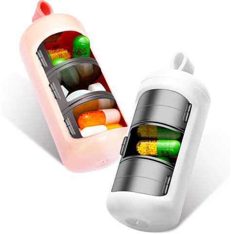 2 Pack 3 Compartment Small Pill Case Mini Portable Pill