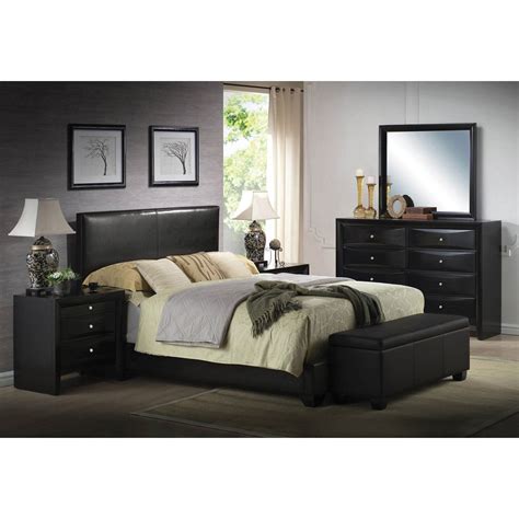 Acme Furniture Ireland Full Panel Bed In Black Faux Leather Full