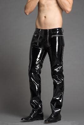 Herren Sexy Men Schwarz Sm Gay Hose Lack Glanz Leder Rei Verschluss Lederhose Ebay Uk