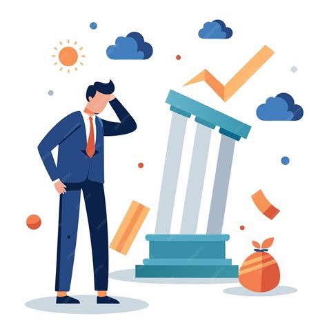 Crisis Averted Man And Crisis Manager Navigate Falling Pillars Premium Ai Generated Vector