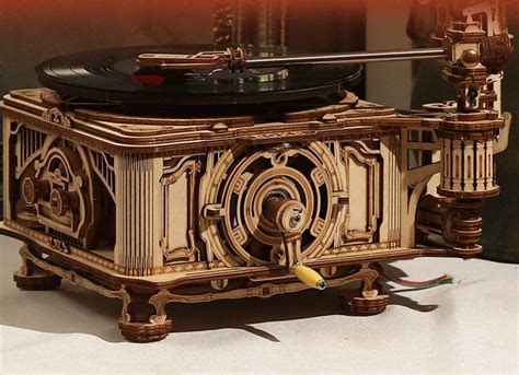 Diy Hand Crank Gramophone Wooden Model Kits Woodland Gatherer Aust