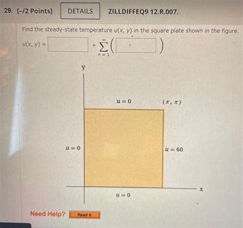 Solved Find The Steady State Temperature U X Y In The Chegg