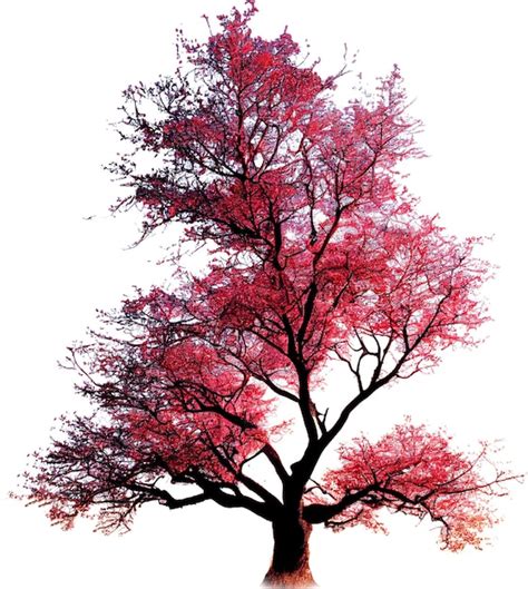 Un árbol con hojas rosas png Vector Premium