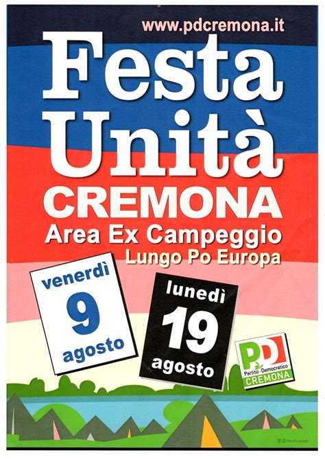 Pd Feste Unit Citt Di Cremona Dal Al Agosto