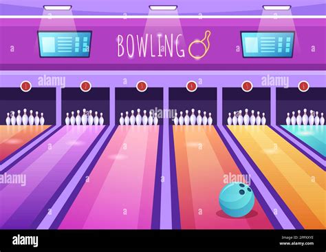 Bowling Game Hand Drawn Cartoon Flat Background Design Illustration
