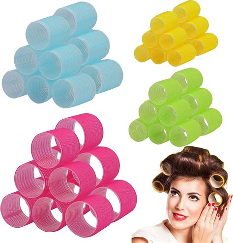 24 Pcs Self Grip Hair Rollers Set Hair Rollers Clips Self Holding