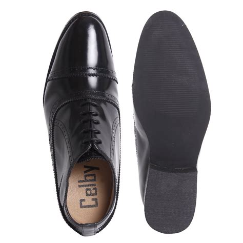 Black Formal Oxford Brogue Height Increasing Smooth Leather Shoes For