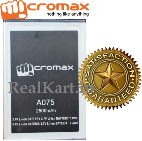 Original Micromax Battery For Micromax Bolt A075 Mobile - 2500mAh ...