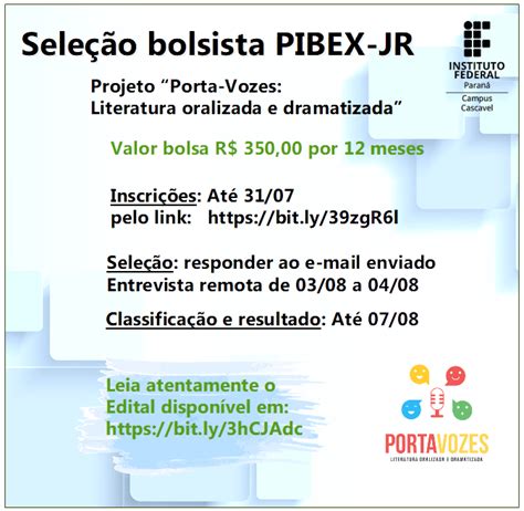 Processo De Sele O De Bolsista Para Projeto Porta Vozes Campus Cascavel