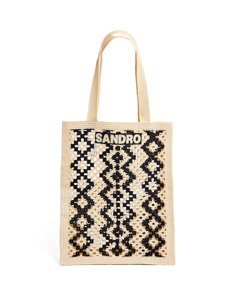 Sandro Crocheted Monogram Tote Bag In White Lyst