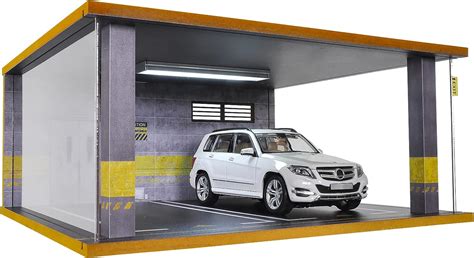 Cxiiuui Vitrina Hot Wheels A Escala De Madera Para Coche Garaje Moldel Con Luz Led Y