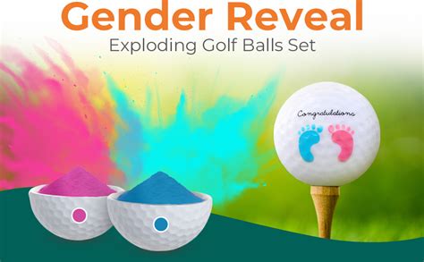 Gender Reveal Exploding Golf Ball Set Pink Blue Powder Filled Balls