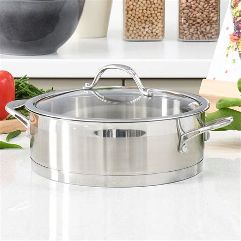 Professional Stainless Steel Shallow Casserole And Lid 24cm 36l Professional Stainless Steel