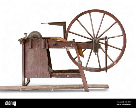 Historic Grinding Wheel Isolated In White Back With Shadow Stock Photo