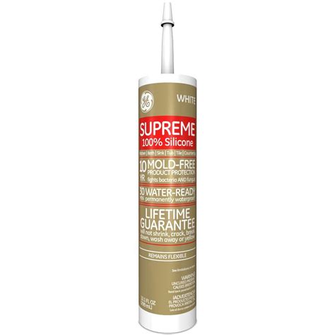 Ge Supreme Silicone 10 1 Oz White Kitchen And Bath Caulk M90007 30 12c The Home Depot