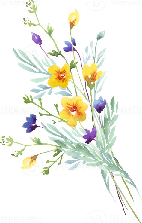Wildflower Bouquet Watercolor Clipart 22316337 Png