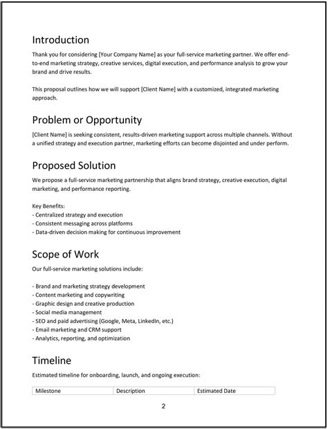 Full-service marketing agency proposal: Free template