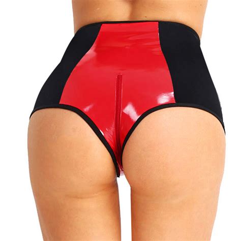 Women Lingerie Wet Look Pvc High Cut Front Zippered Briefs Underwear Brief Panty Ebay