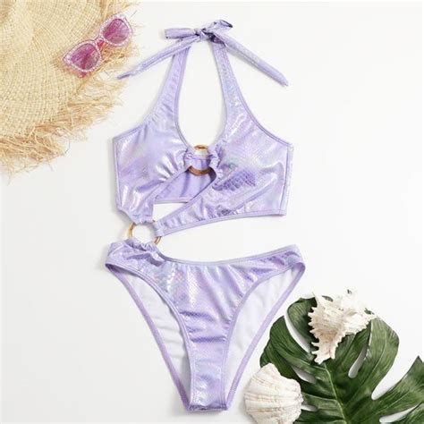 Cute Hollow Out Wine Red Two Piece Bikini On Luulla